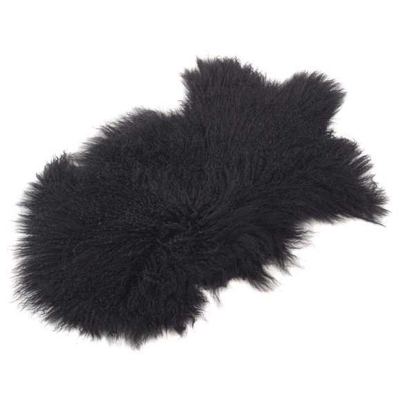 Luxurious Genuine Real Shaggy Soft Fluffy Mongolian Lamb Throw Rug 20" x 35" - Picture 2 of 10